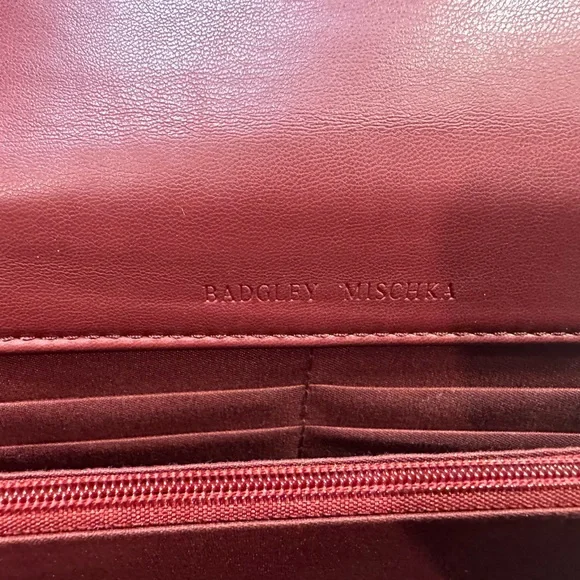 Badgley Mischka Quilted Crossbody Bag Designer Purse with Studs; Color - Wine - Picture 4 of 7